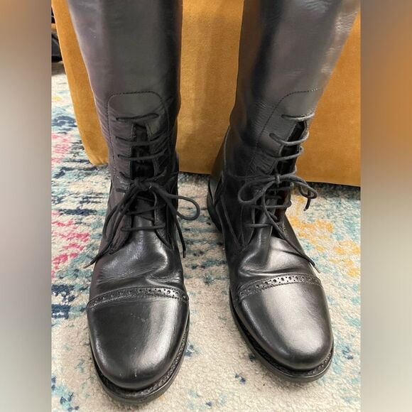 Equestrian Tall Leather Authentic Riding Boots Black 8 - Picture 2 of 12